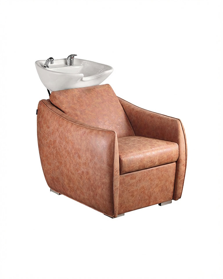 Hazel Tan - Brun vaskestol - Hvid kumme